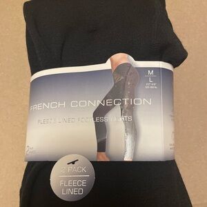 NEW. French Connection Black Fleece Lined Footless Tights - 2 Pack